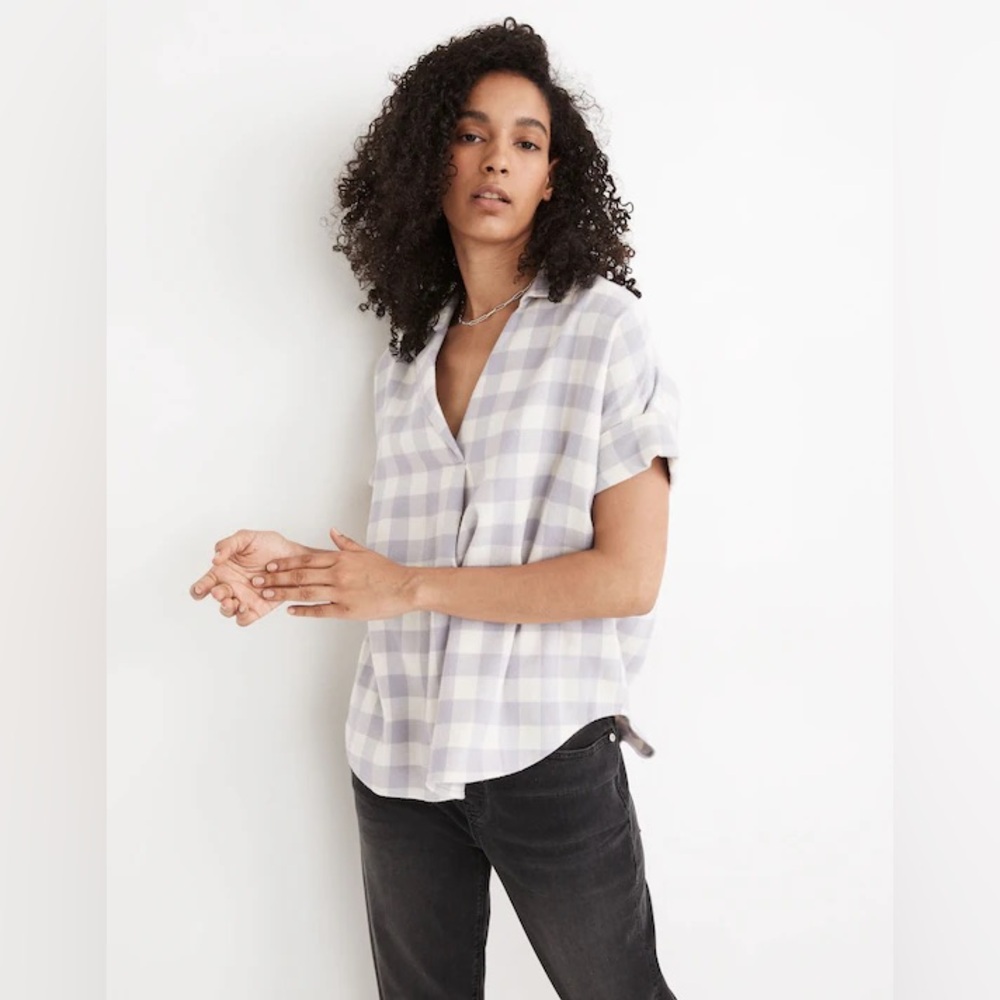 Madewell purple flannel courier-Back top size S lavender gingham